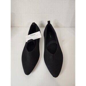 Burudani Black Knit Flats Women's Size 7.5 Comfort Slip-On Shoes